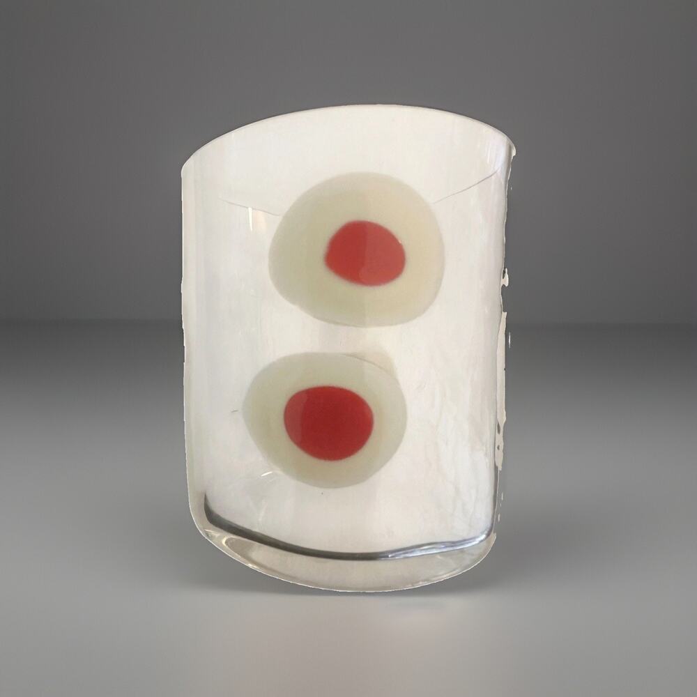 New‎ Carlo Moretti Murano Glass Bud Vase Bora Tumbler Simple Red Polkadot Signed